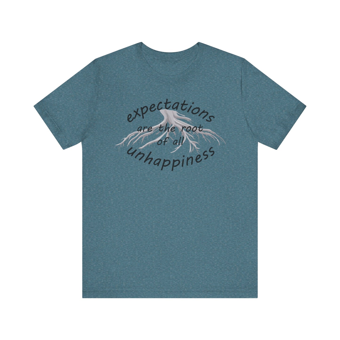 Blue t-shirt with motivational quote on a white background