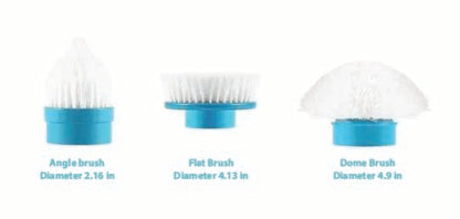 Three different types of brushes with labeled diameters on a white background